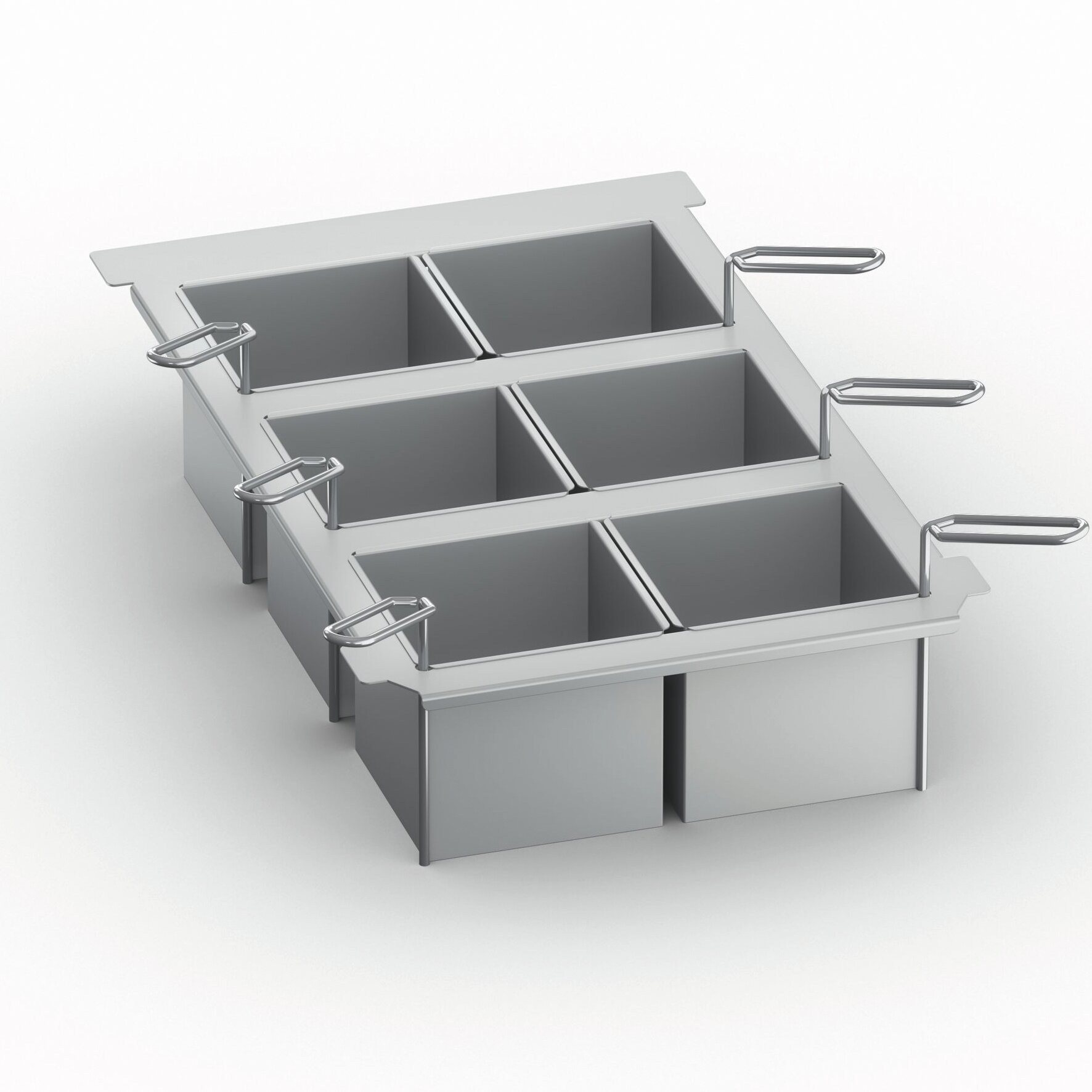 Kit 6 Portionskörbe GN 1/6 ungelocht  mit Deckel passend für Typ 2-S