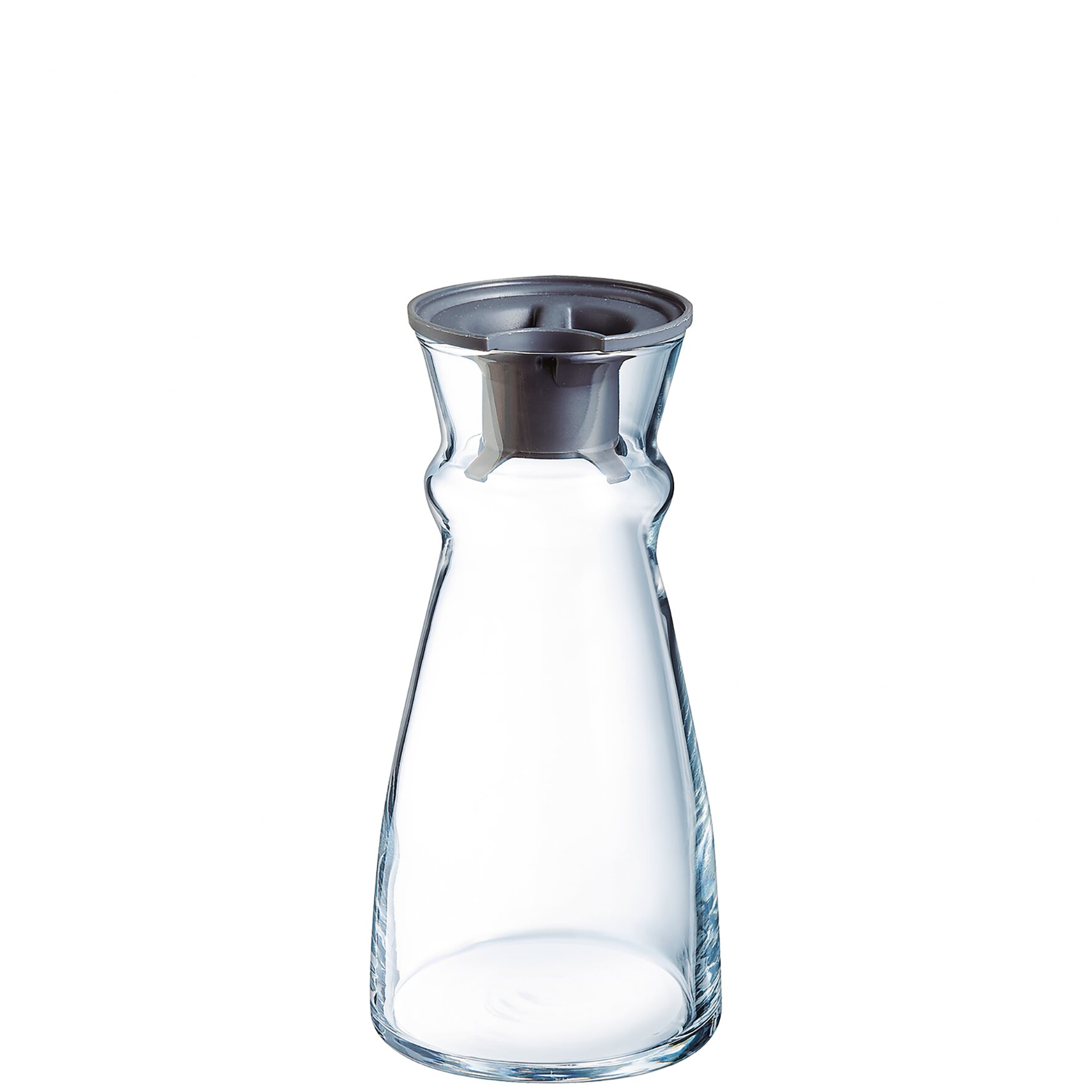 Karaffe mit schwarzem Kunststoffdeckel 107 mm / 1,10 l transparent