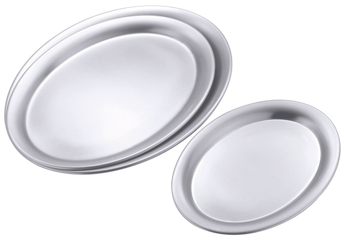 Servier-Tablett oval 200 x 145 x 10 mm mit gebördeltem Rand / matt poliert