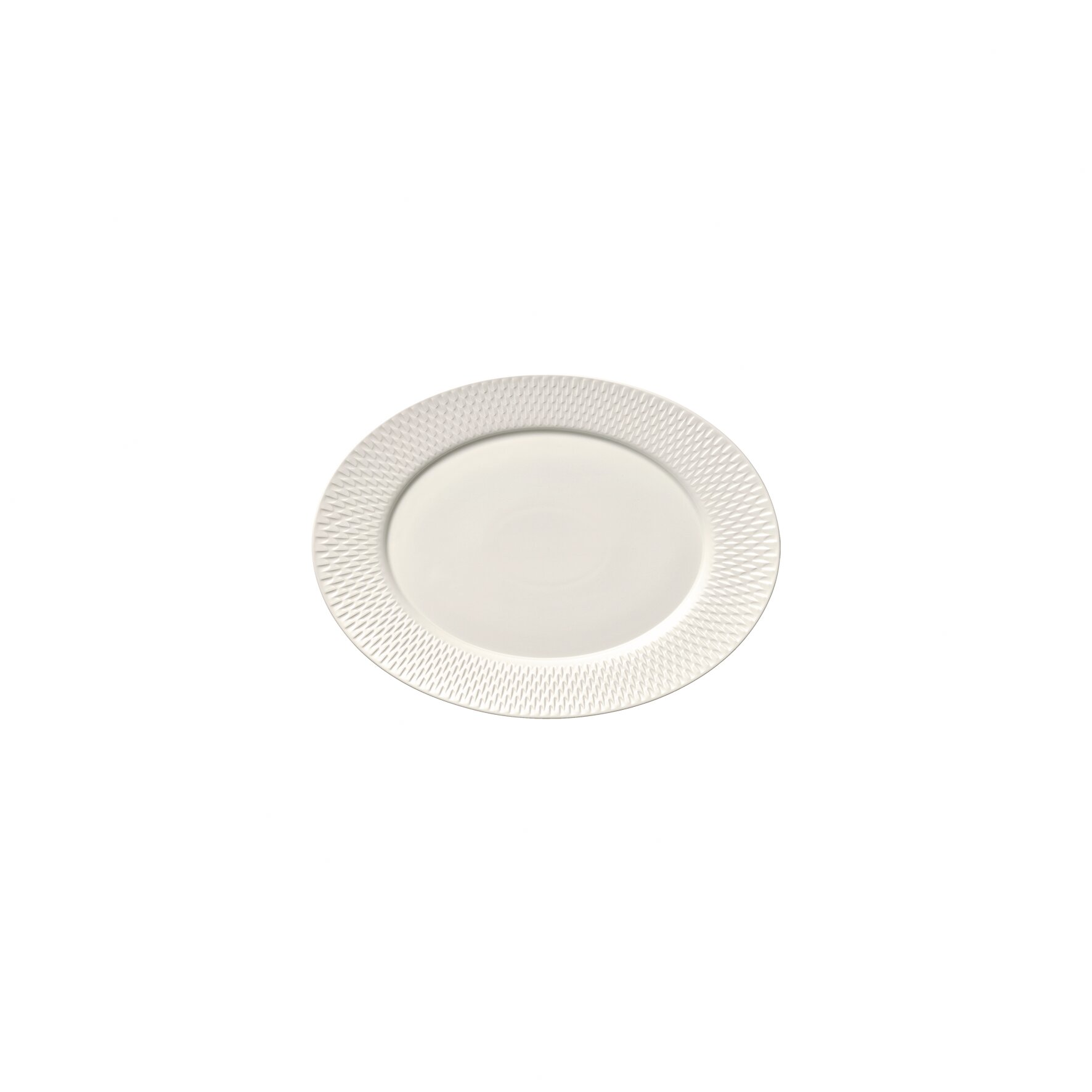 Platte oval Fahne Relief 181 x 132 mm weiß Purity Reflections