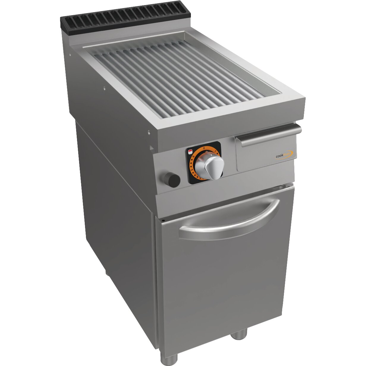 Gas-Grillplatte gerillt, Unterbau mit Tür