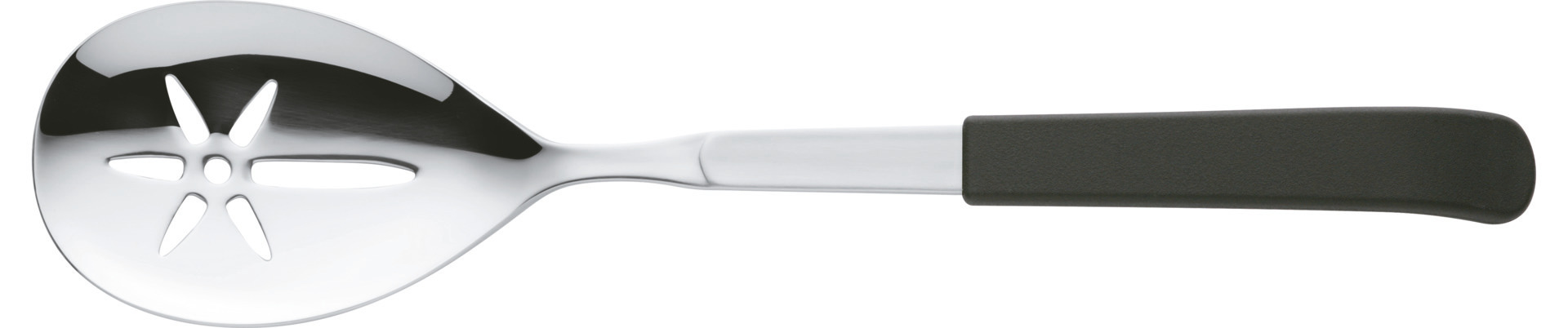 Chafing-Löffel 310 mm geschlitzt, Kunststoffgriff schwarz