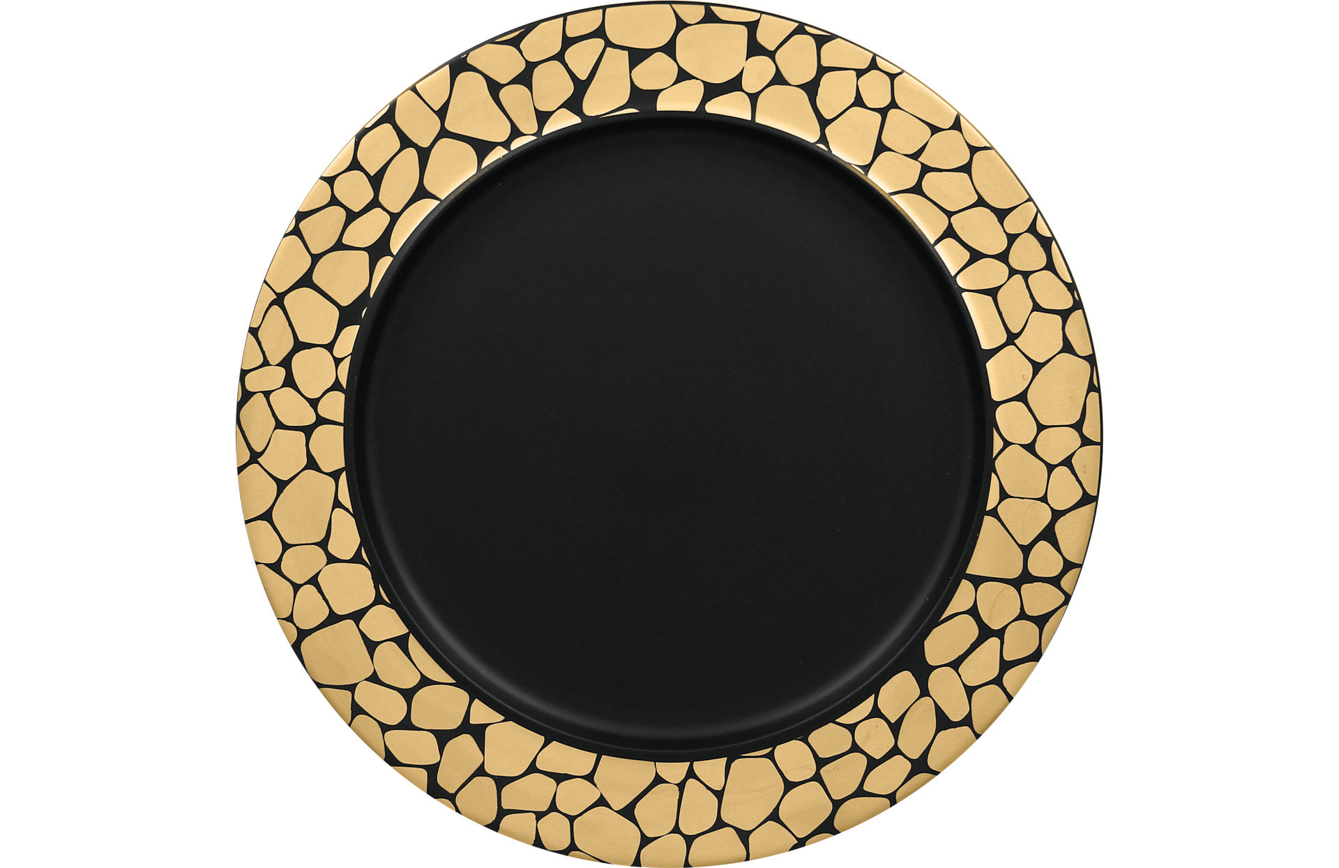 Teller flach mit Rand 280 mm schwarz + gold