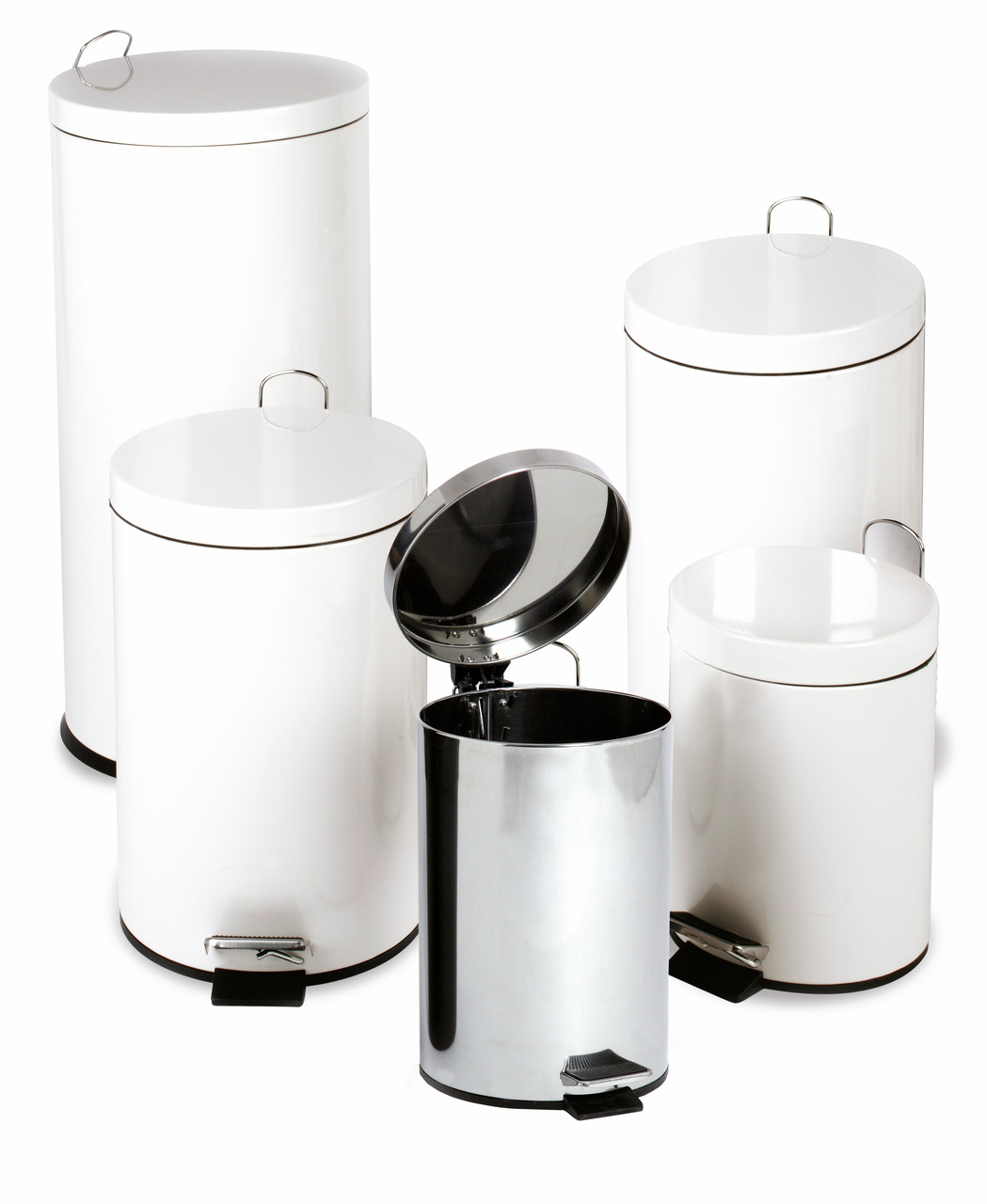 Treteimer 5 l rund mit Inneneimer Metall weiß 203 x 203 x 284 mm