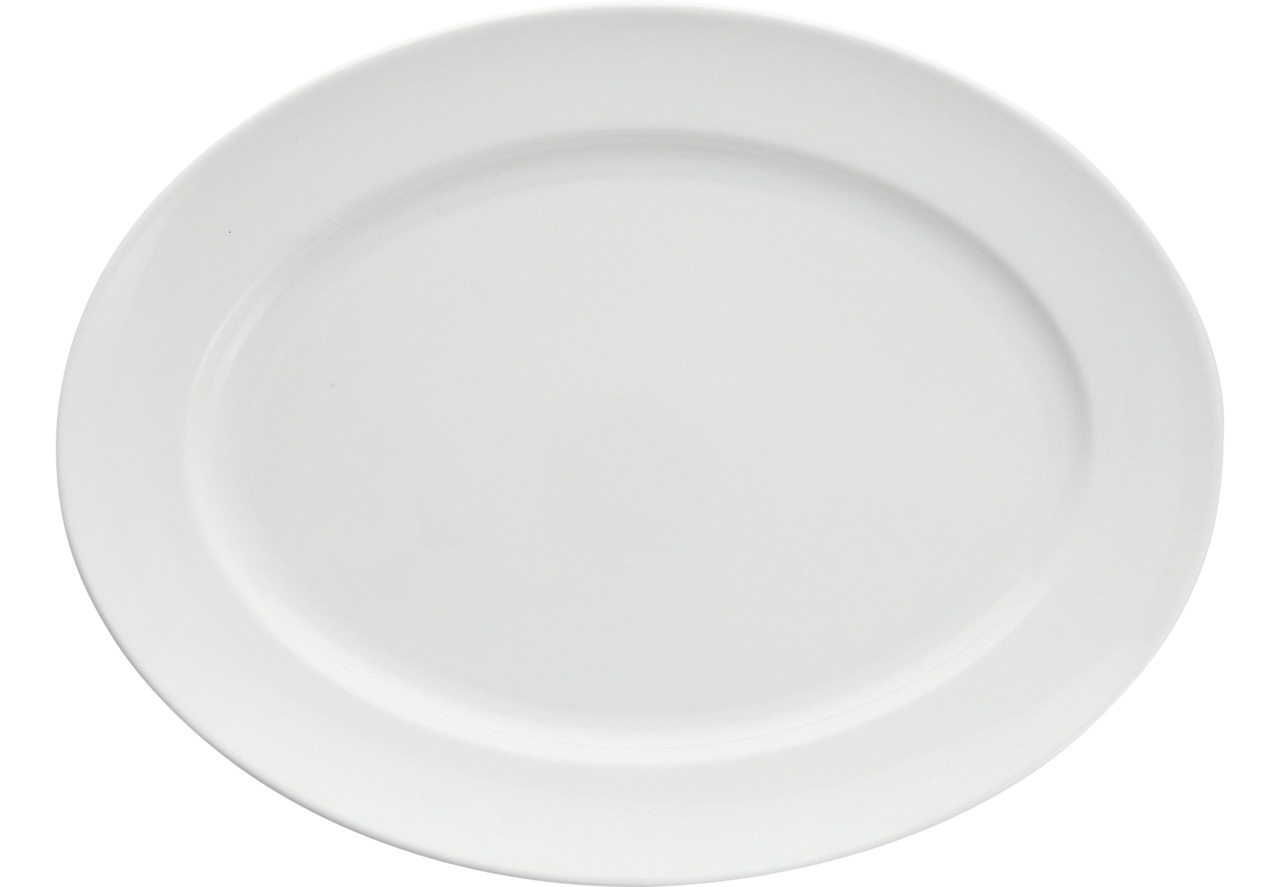 Platte oval mit Fahne 365 x 280 mm weiß Snow