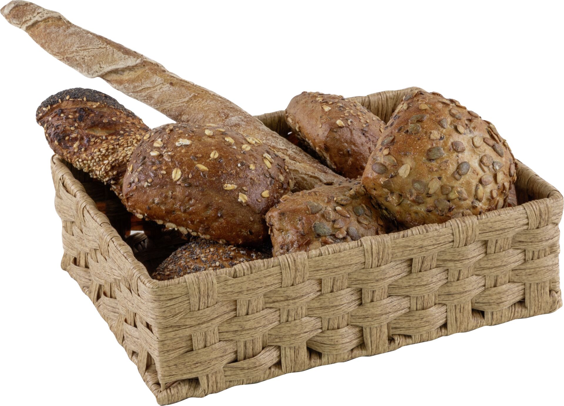 Korb rechteckig, beige, Polyrattan 27x21 cm H: 8cm