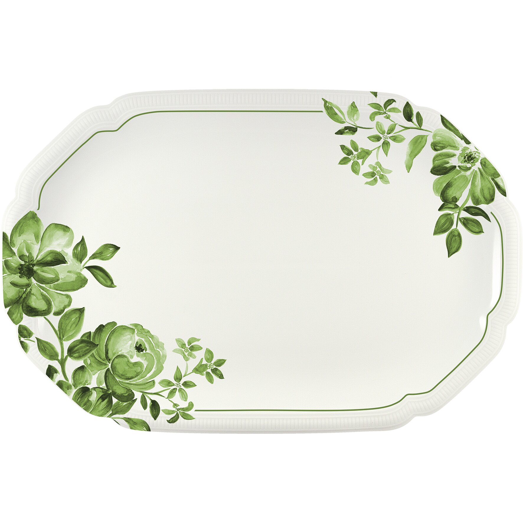 Coupplatte oval mit Relief 358 x 240 mm green Floral Charm