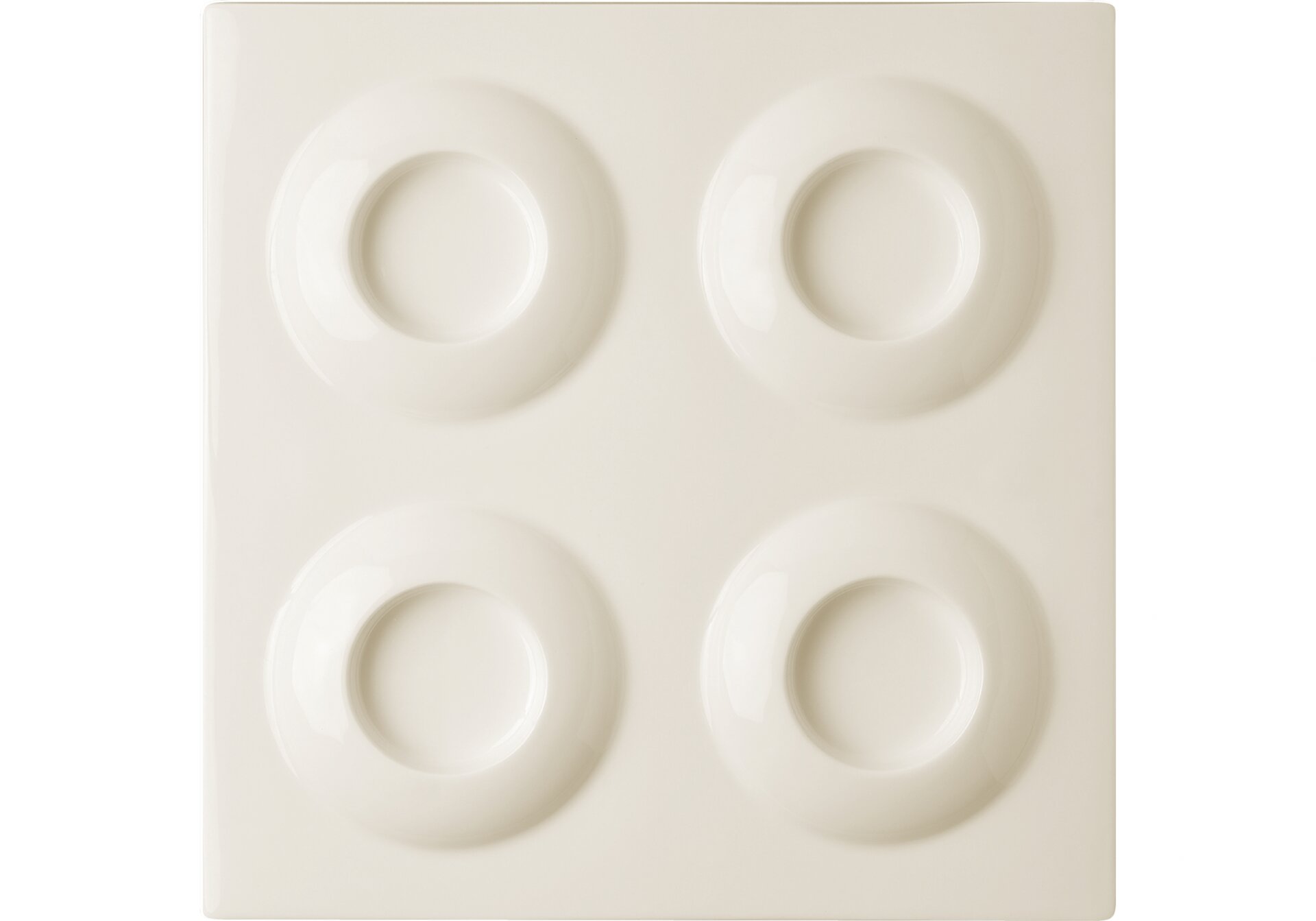 Platte quadratisch 4 Vertiefungen Curry 300 x 300 mm crème
