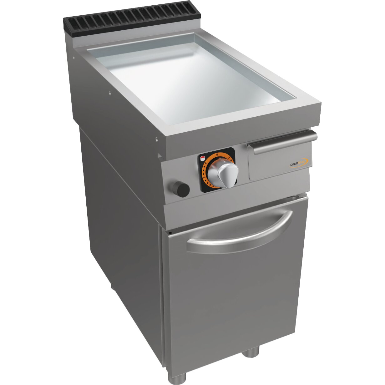 Gas-Grillplatte glatt, verchromt, Unterbau mit Tür