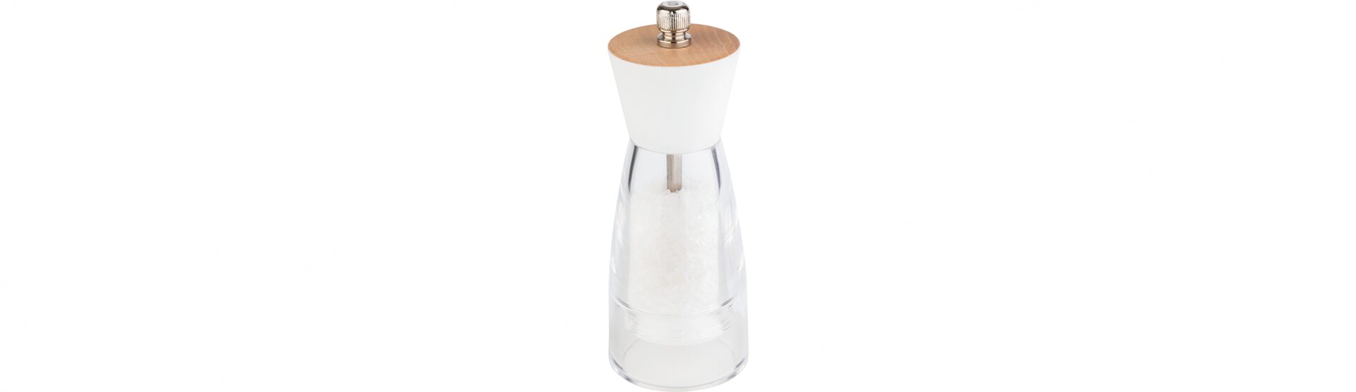 Salzmühle 155 mm Acryl / Buchenholz weiß / transparent