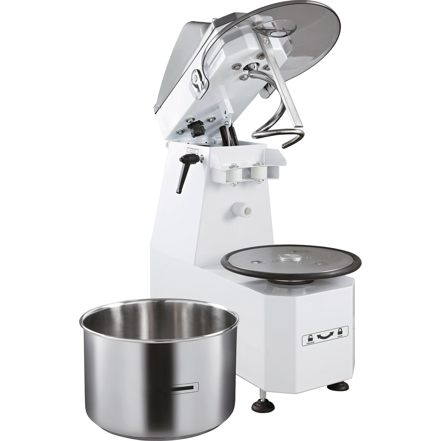 Teigkneter für 12 kg / 16 l mit anhebbarem Kopf + herausnehmb. Schüssel