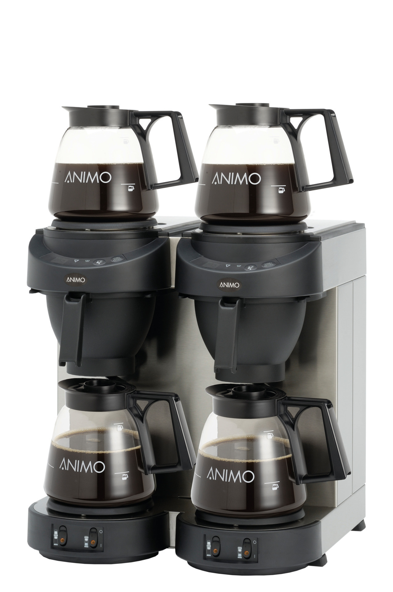 Filterkaffeemaschine 1,80 l schwarz mit 4 Glaskannen / mit Wasseranschluss