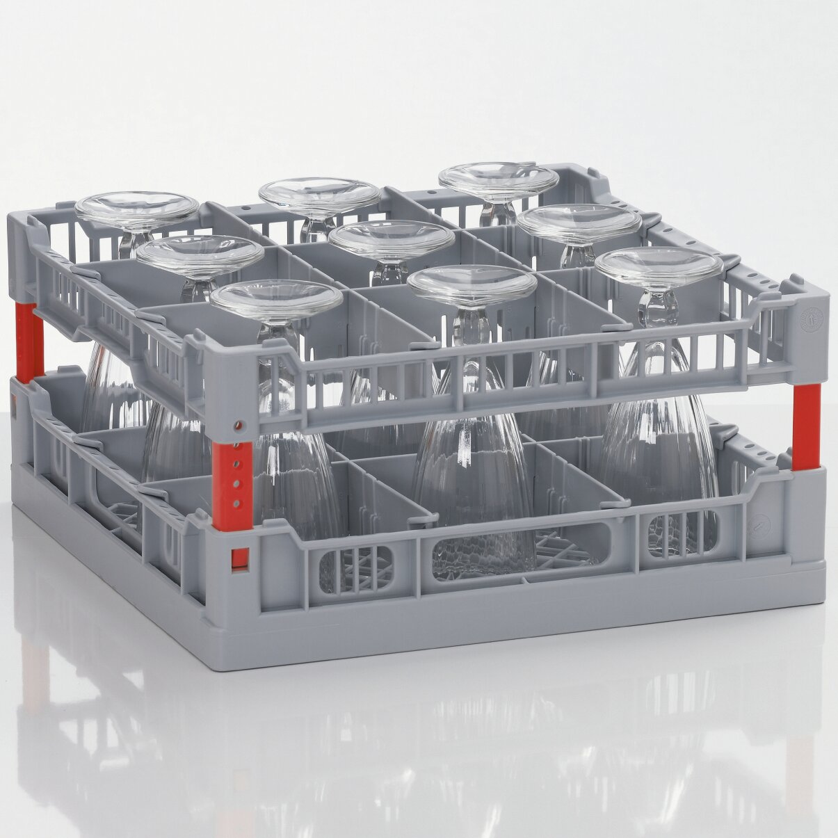 Gläserkorb Kunststoff für 9 Gläser / 400 x 400 mm / max. Glashöhe 160 mm