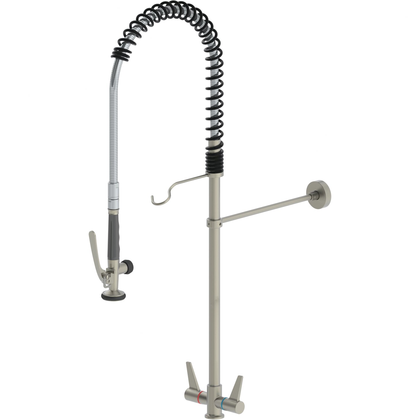 Edelstahl-Geschirrbrause mit Zweigriffm. ohne Ausl. f. Einlochmontage silver