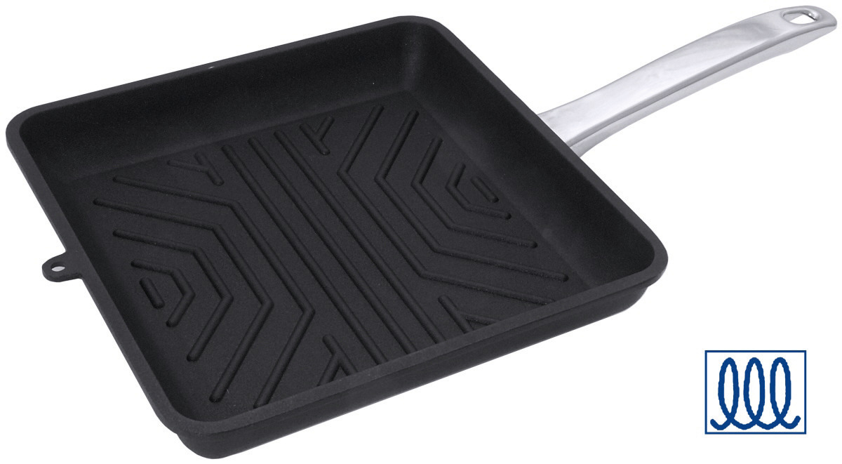 Induktion-Grillpfanne quadratisch 230 x 230 x 30 mm Aluminiumguss