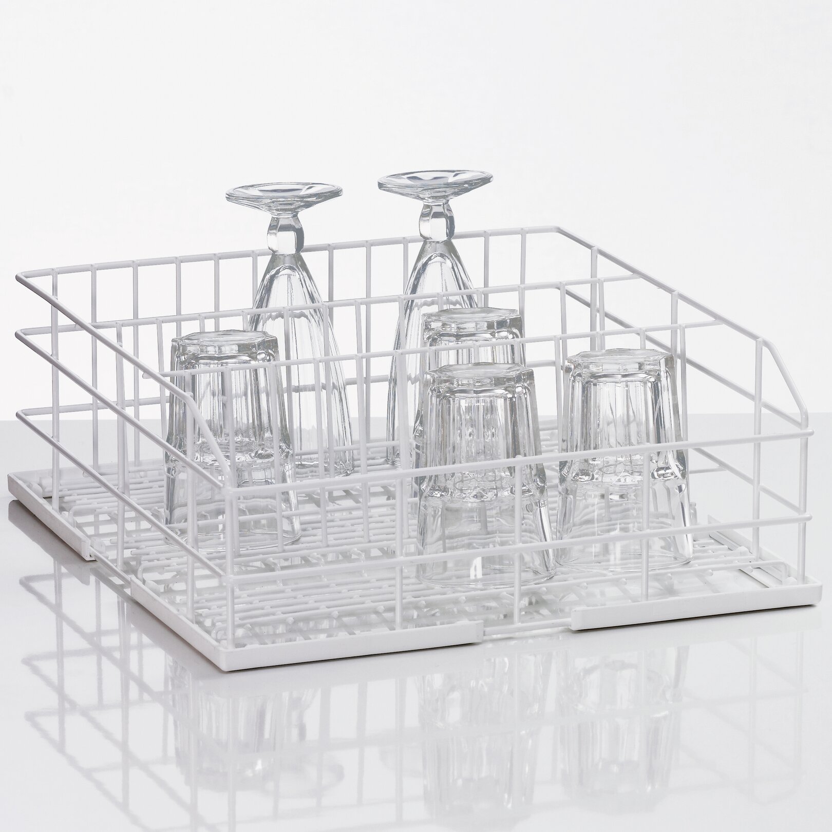 Gläserkorb aus Drahtgitter Größe S 3 Reihen 400 x 400 x 155 mm