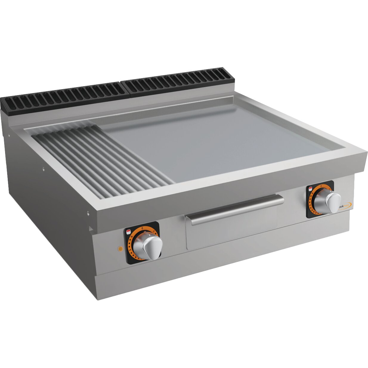 Elektro-Grillplatte, 1/3 gerillt + 2/3 glatt, 2 Heizzonen