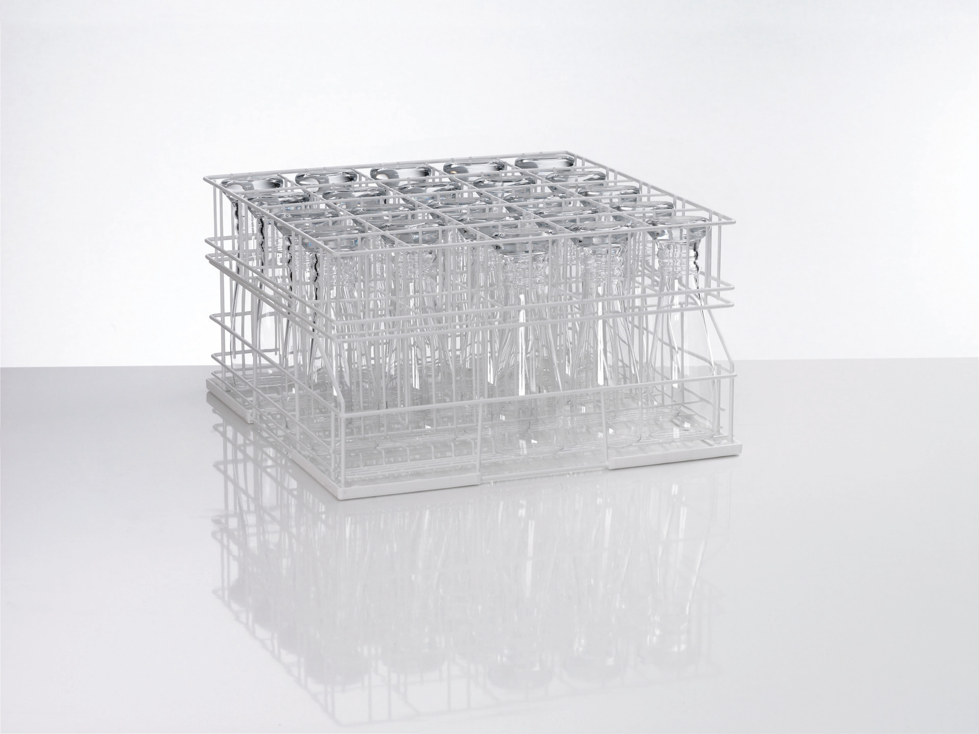 Gläserkorb aus Drahtgitter Größe L /  5 Reihen / 25 Gläser / 500 x 500 x 280mm