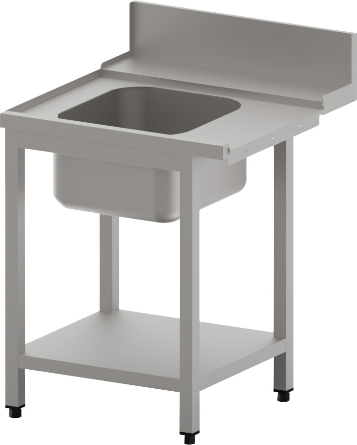 Zulauftisch links mit Becken und Ablagebord, 1200 mm
