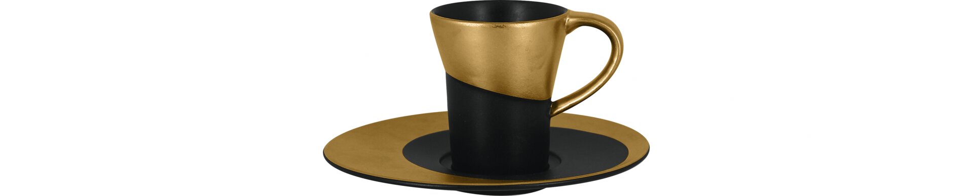 Untertasse 145 mm schwarz / gold