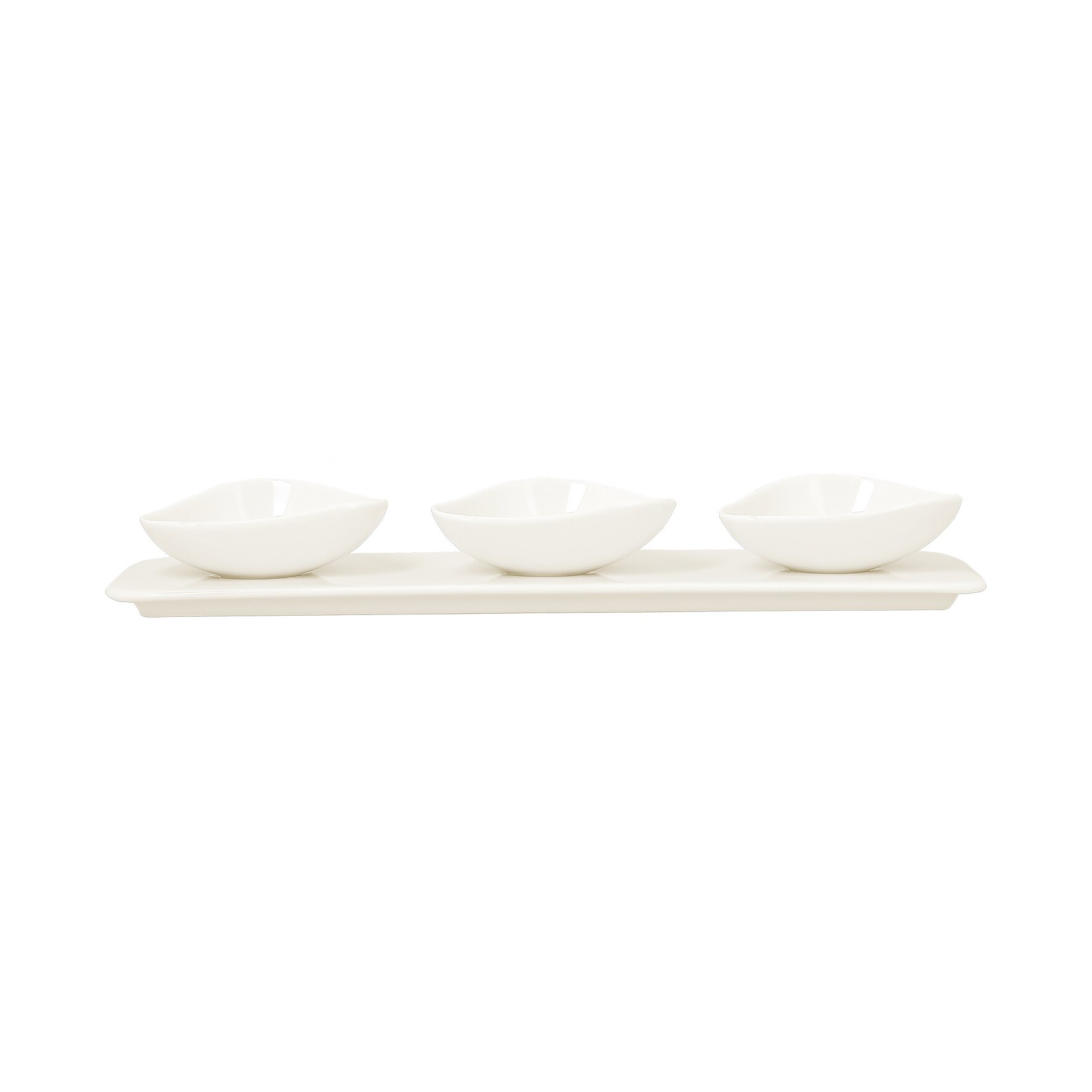 Platte rechteckig shaped mit 3 Ringen 360 x 100 mm plain-white