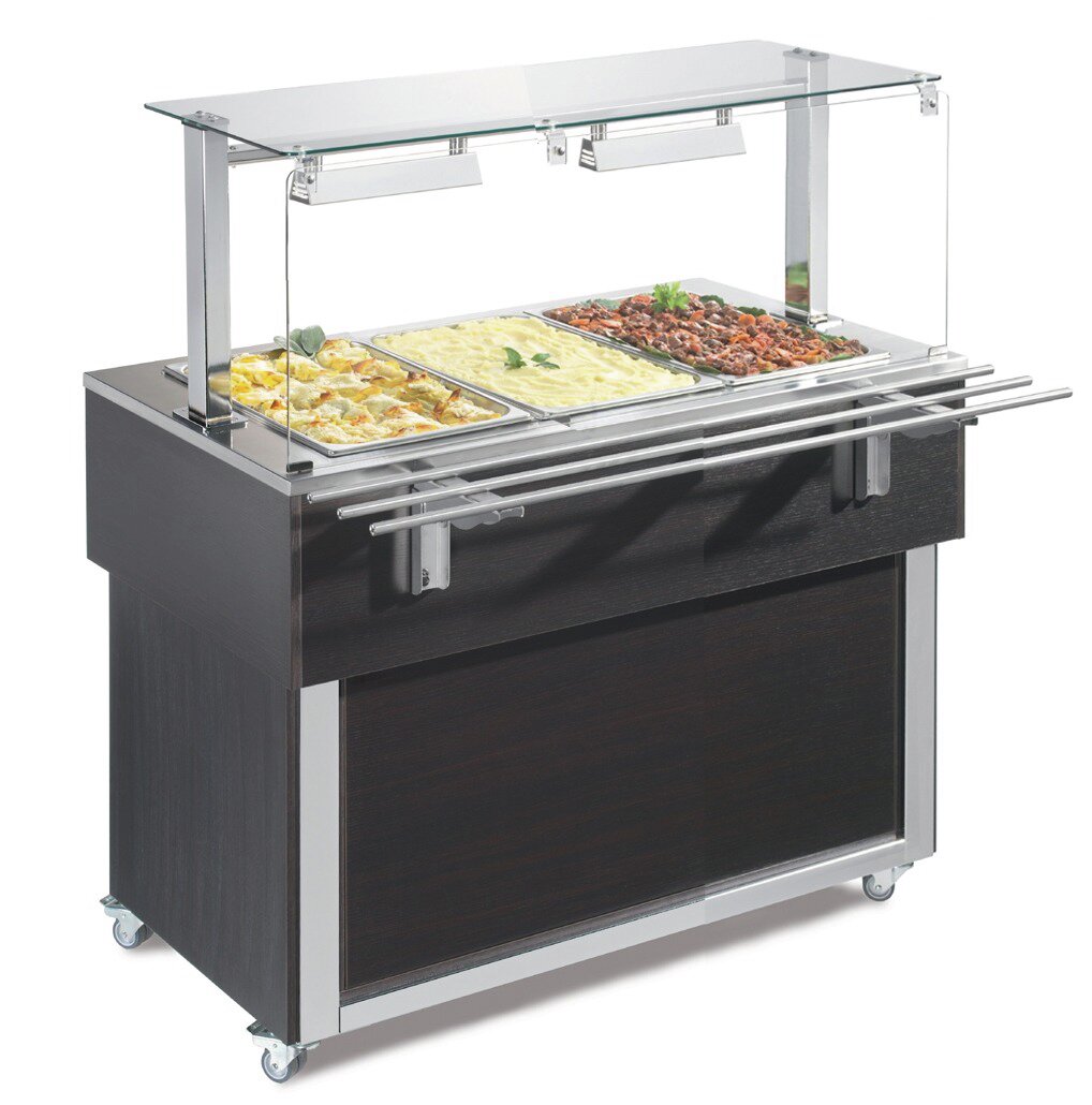 Ausgabe-Element Bain-Marie Wanne 1169 mm GN 3/1 Vollverkleidung Wenge