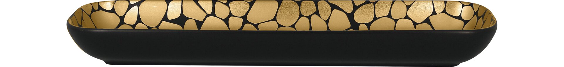 Schale rechteckig 330 x 110 x 35 mm / 0,57 l schwarz / gold