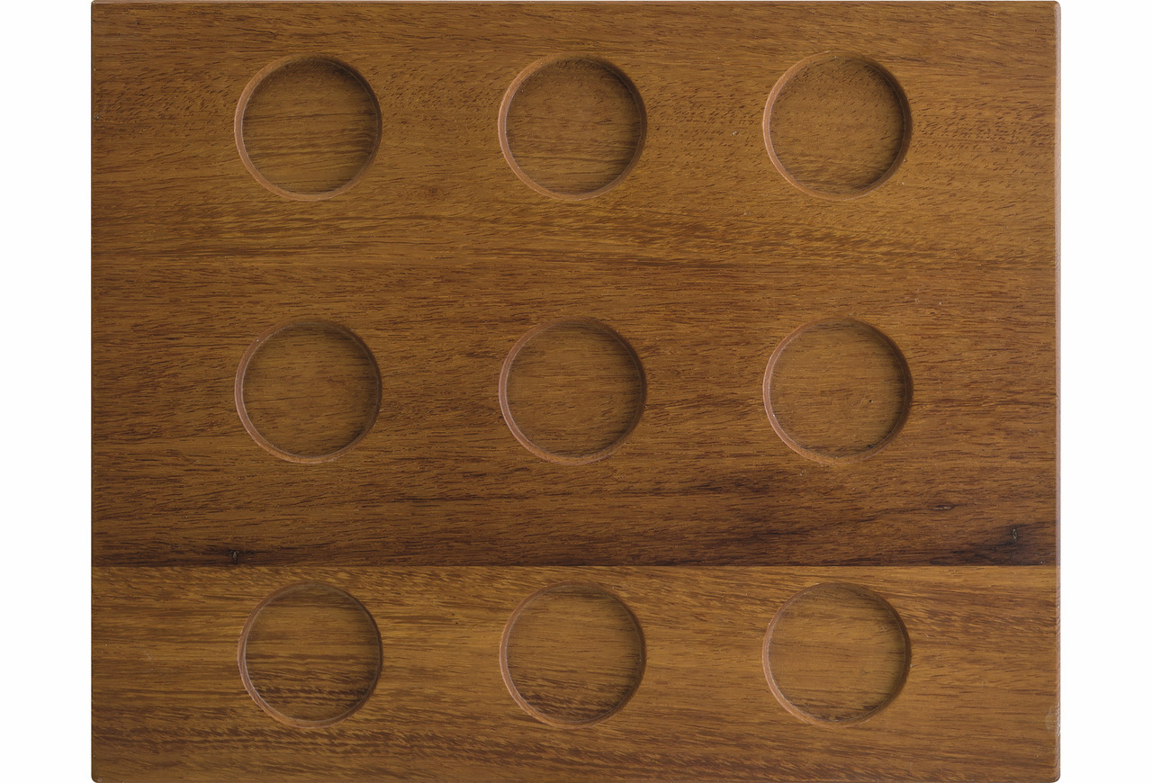 Servierbrett quadratisch 315 x 255 mm Mood Wood Buchenholz mit 9 Aussparungen