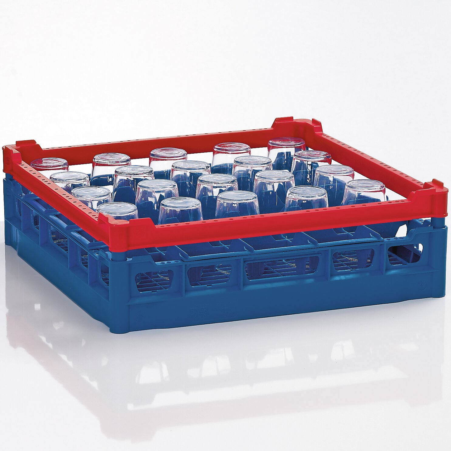 Gläserkorb Kunststoff für 25 Gläser / 500 x 500 mm / max. Glashöhe 110 mm rot