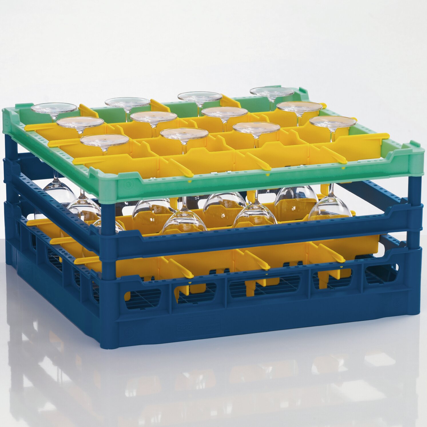 Gläserkorb Kunststoff für 16 Gläser / 500 x 500 mm / max. Glashöhe 180 mm grün