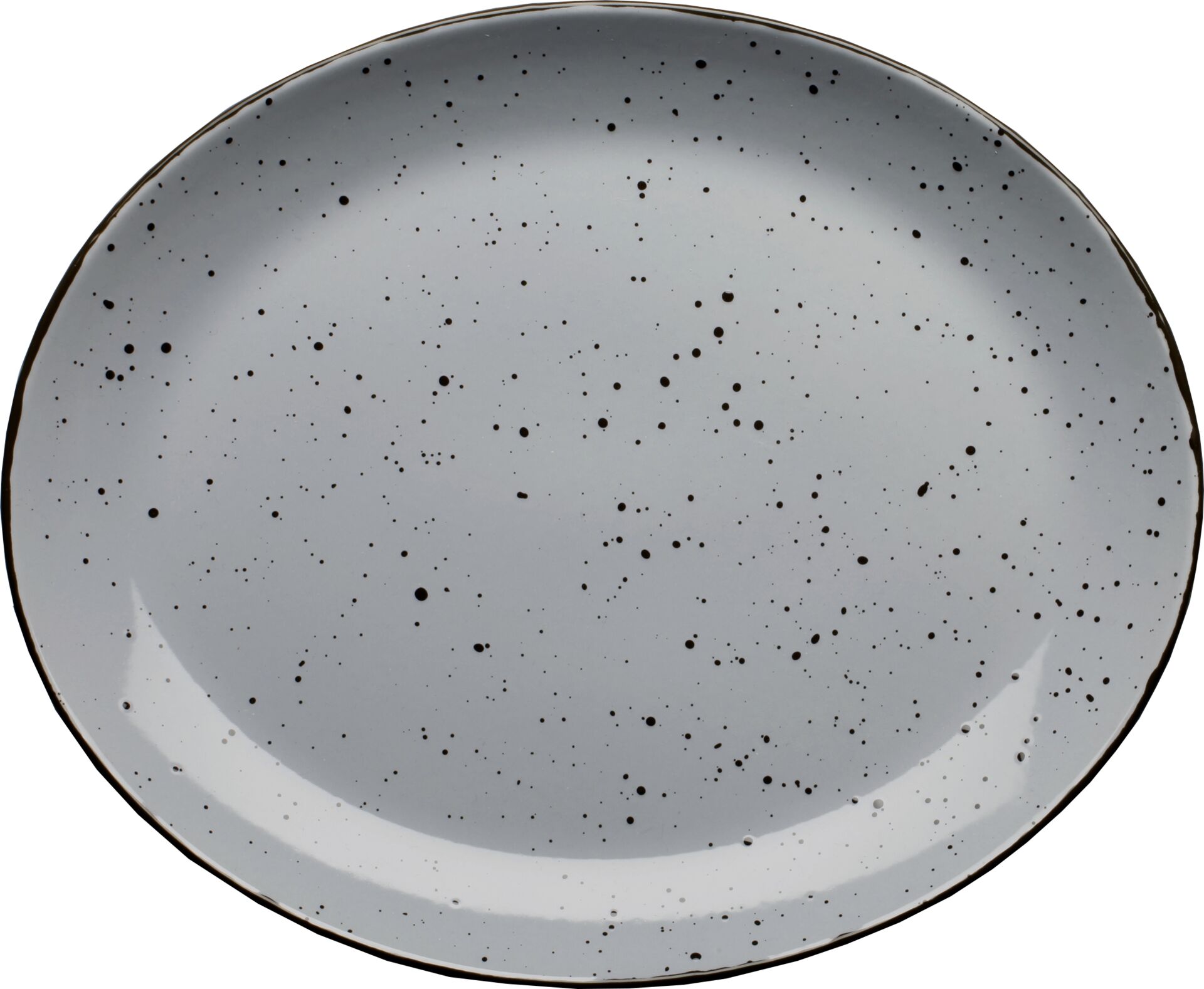 Porzellanserie "Granja" grau Pla tte flach oval, 30,5 x 25,5 cm