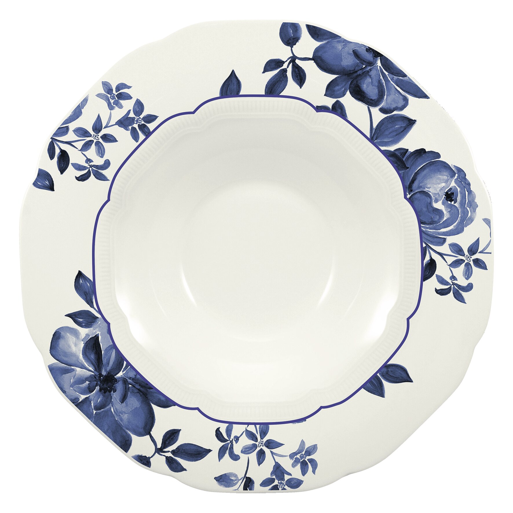 Teller tief rund Fahne mit Relief 278 mm / 0,40 l blue Floral Charm