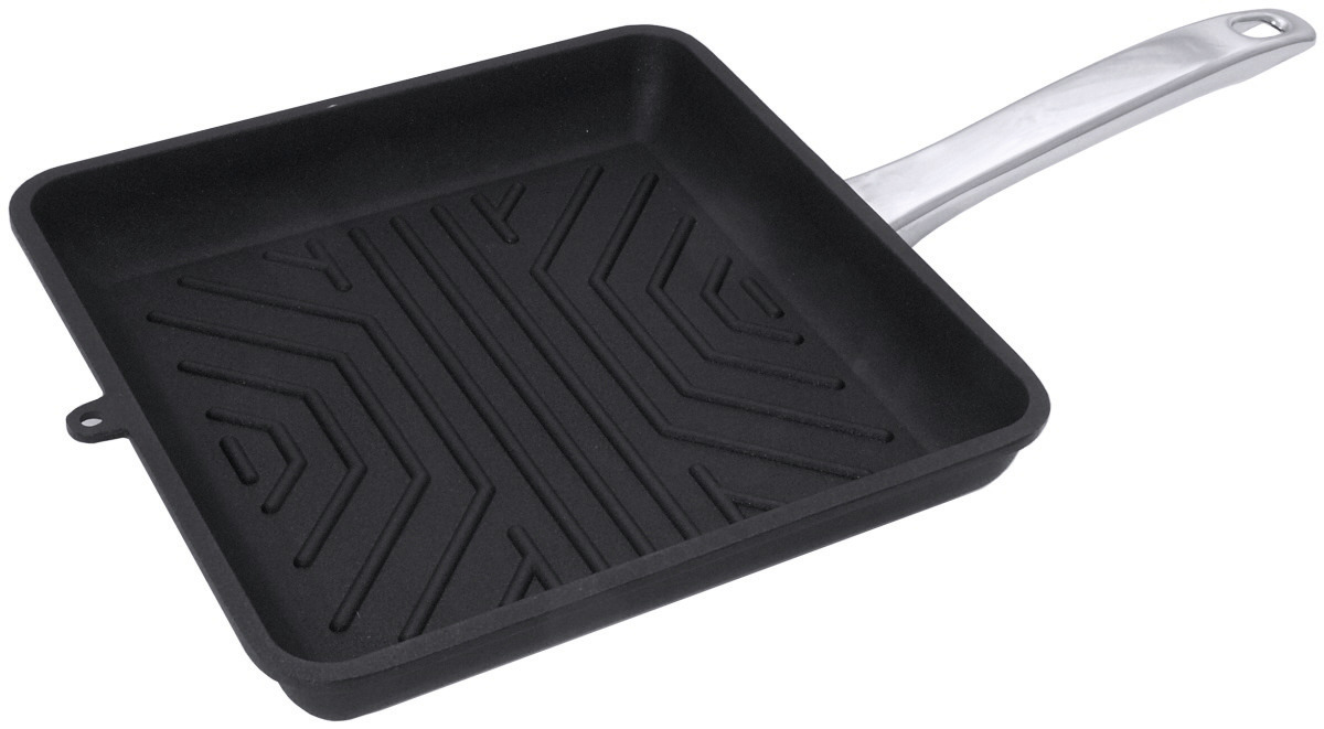Grillpfanne quadratisch 230 x 230 x 30 mm Aluminiumguss