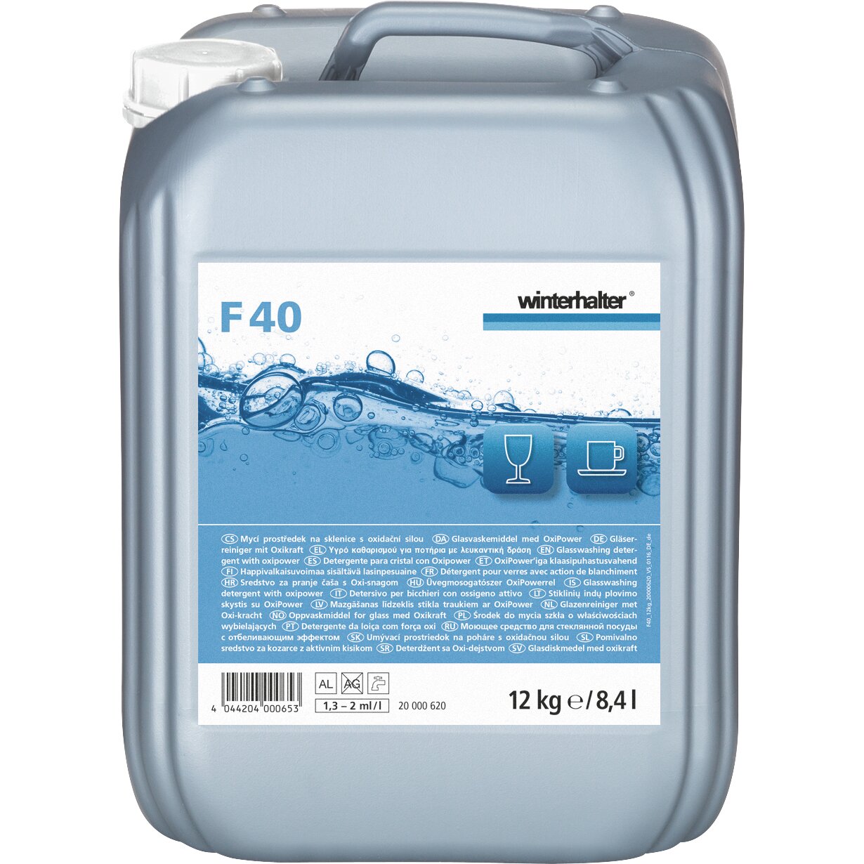 Gläserreiniger mit Oxikraft F 40 / 12,00 kg Kanister