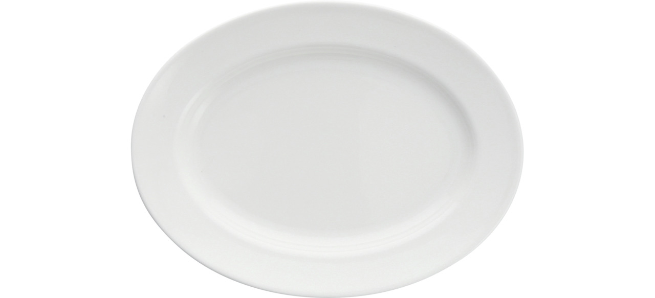 Platte oval mit Fahne 240 x 185 mm weiß Snow