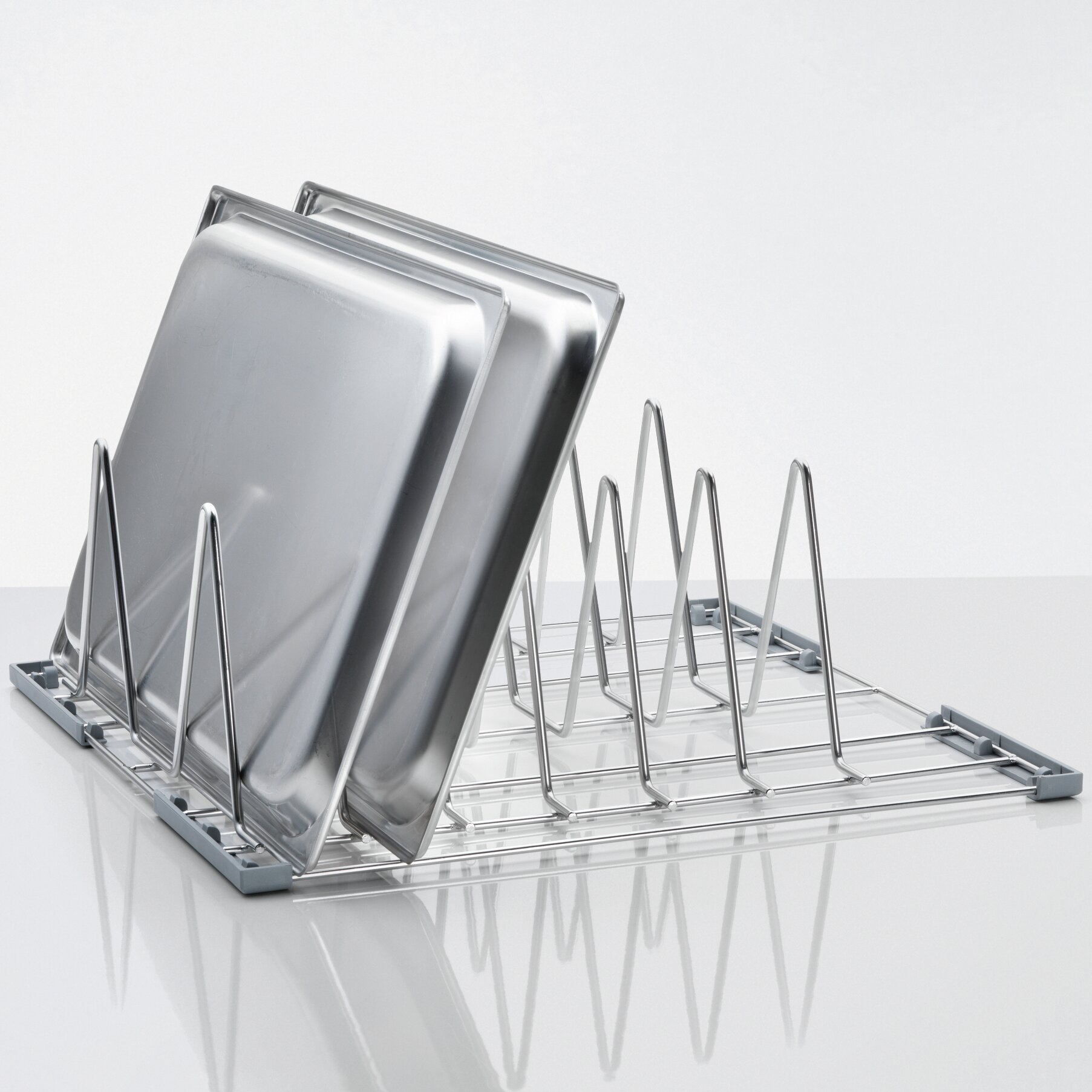 Bleche- / Tablettkorb Größe L / 6 Reihen / Edelstahl / 500 x 500 x 182 mm