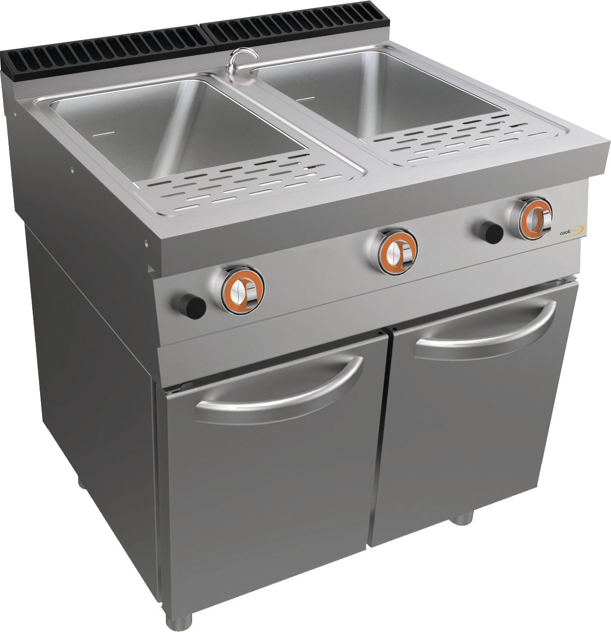 Gas-Nudelkocher, 2 x 26 l, Unterbau mit Türen