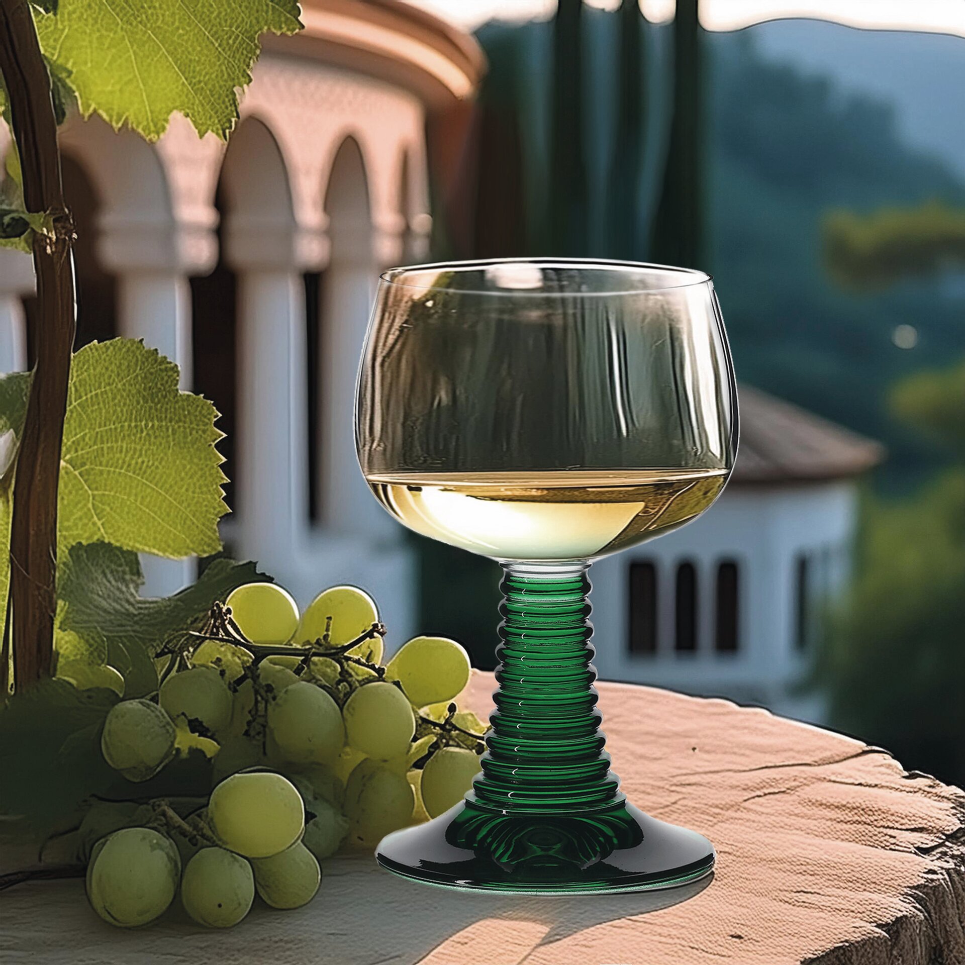 Weinrömer mit grünem Fuß 90 mm / 0,27 l 0,20 /-/