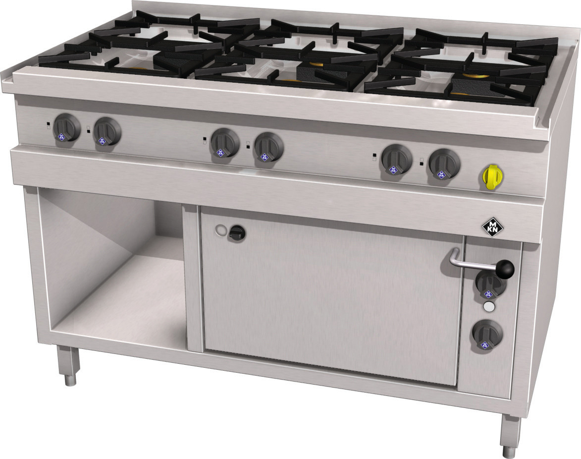 Gas-Herd 6-flammig mit Elektrobackofen  GN 1 1/2 Optima 700