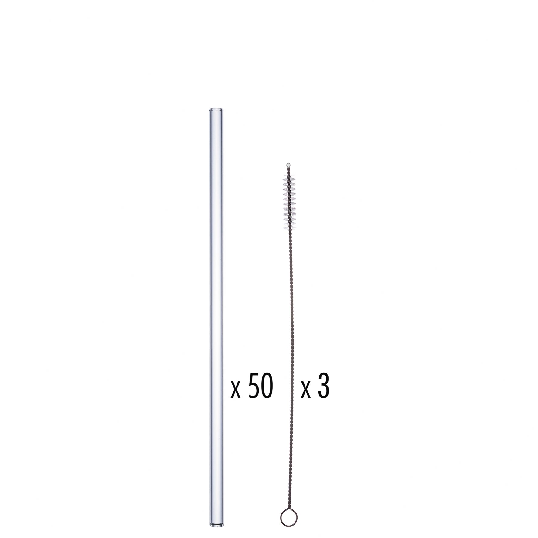 Trinkhalm gerade 230 mm / 50 Trinkhalme / 3 Bürsten Trinkhalm