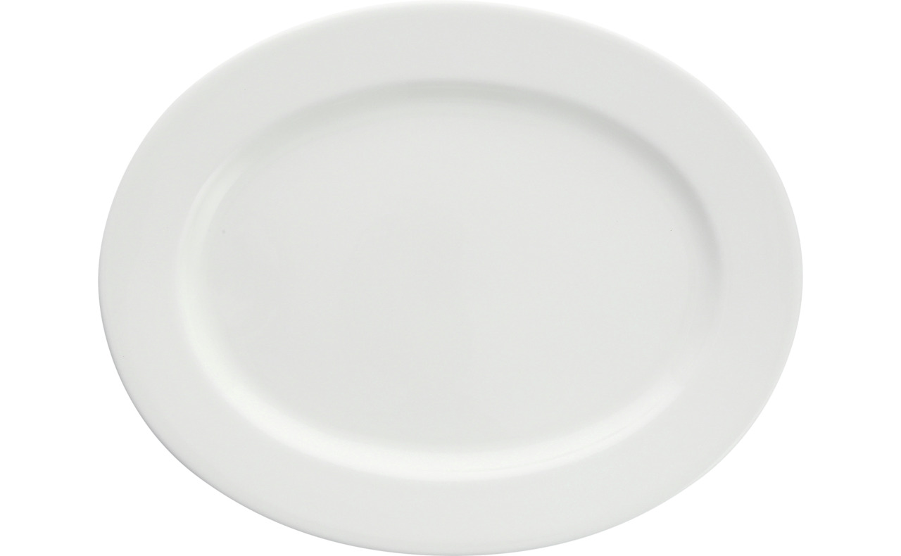 Platte oval mit Fahne 313 x 250 mm weiß Gracia