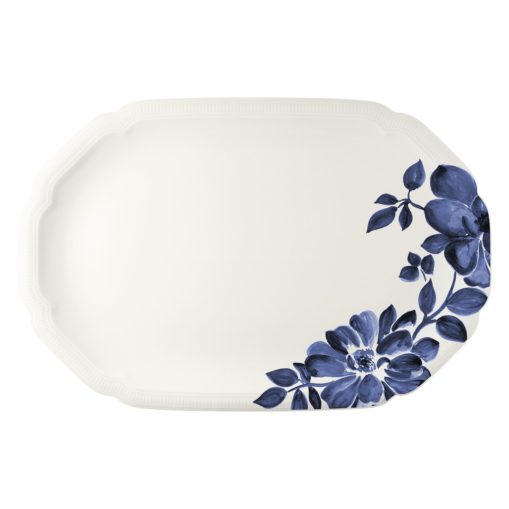 Coupplatte oval mit Relief 328 x 220 mm blue Floral Charm