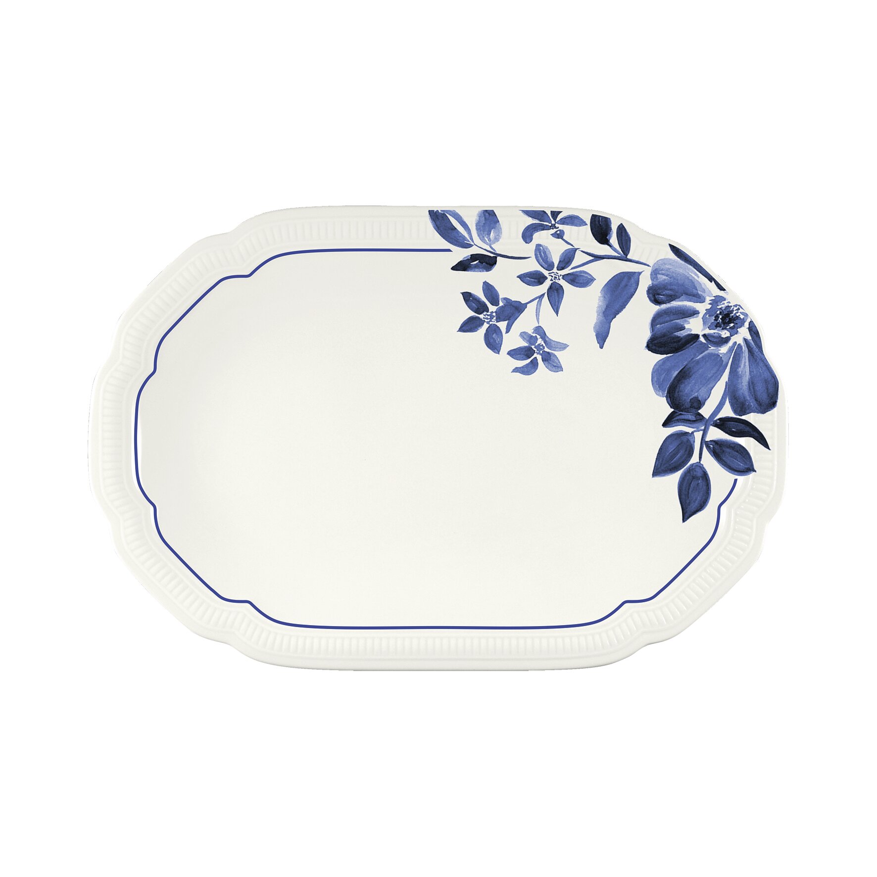 Coupplatte oval mit Relief 239 x 158 mm blue Floral Charm