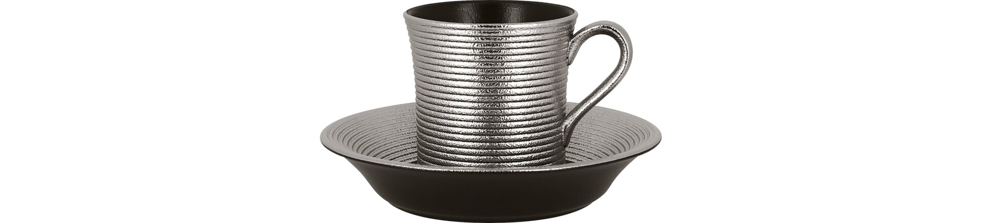 Kaffeetasse mit Reliefdekor 77 mm / 0,20 l silver