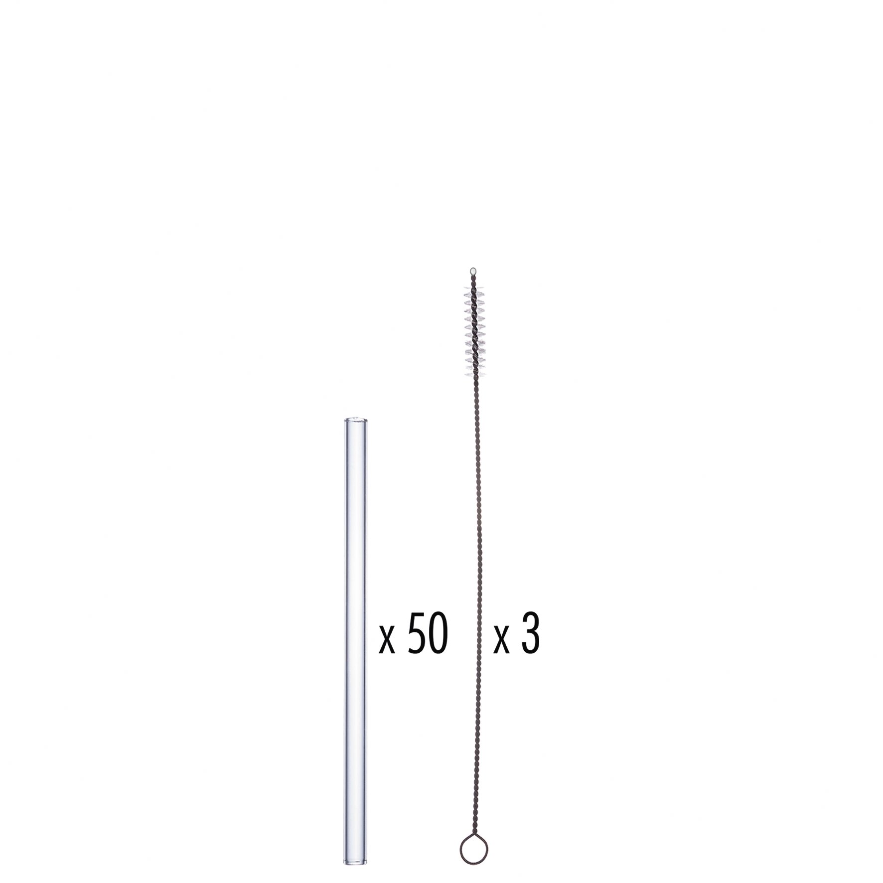 Trinkhalm gerade 150 mm / 50 Trinkhalme / 3 Bürsten Trinkhalm