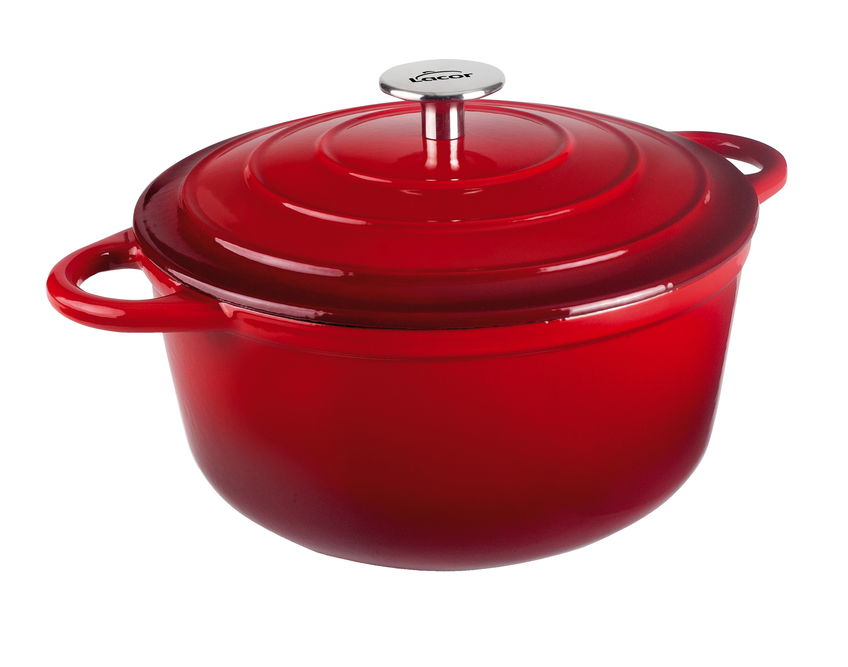 Kasserolle mit Deckel rund, 4l rot
