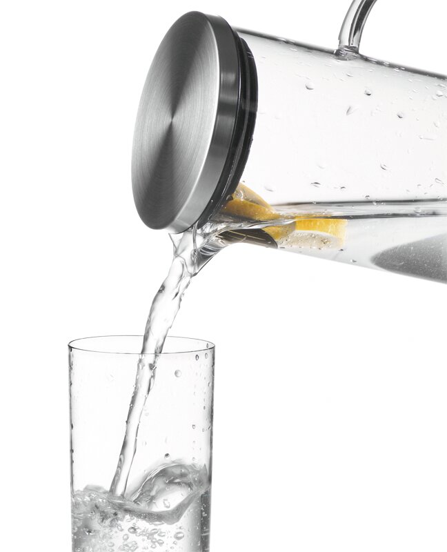Glaskaraffe 1,50 l mit Edelstahldeckel