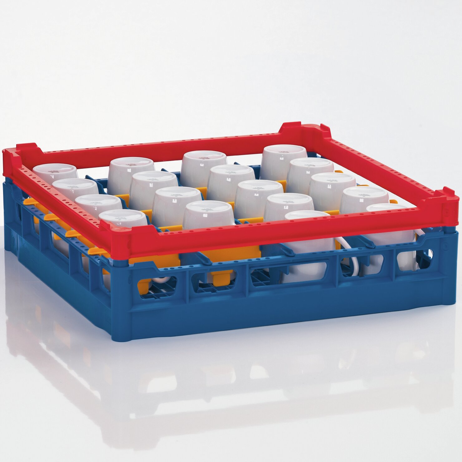 Gläserkorb Kunststoff für 20 Gläser / 500 x 500 mm / max. Glashöhe 110 mm rot