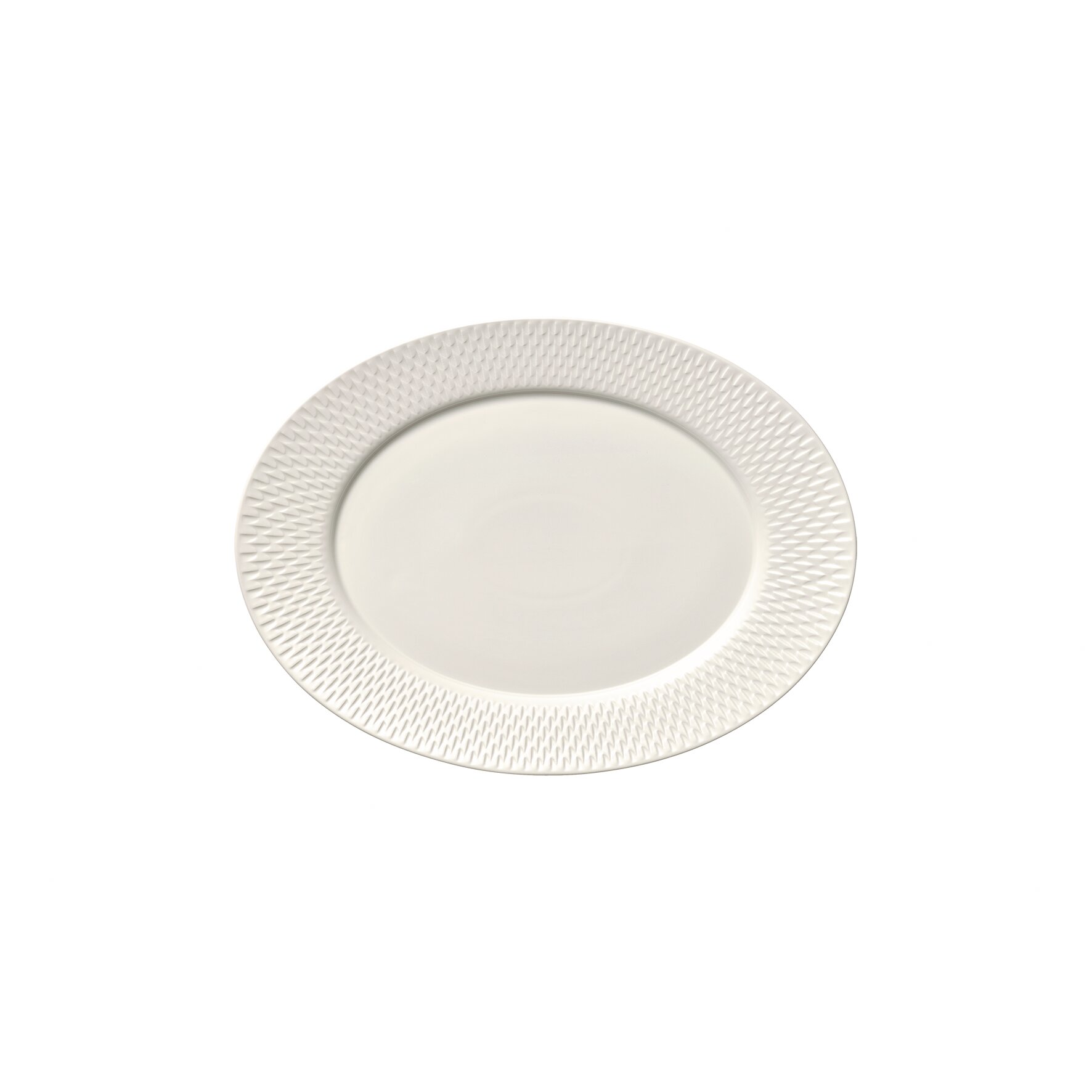 Platte oval Fahne Relief 240 x 177 mm weiß Purity Reflections