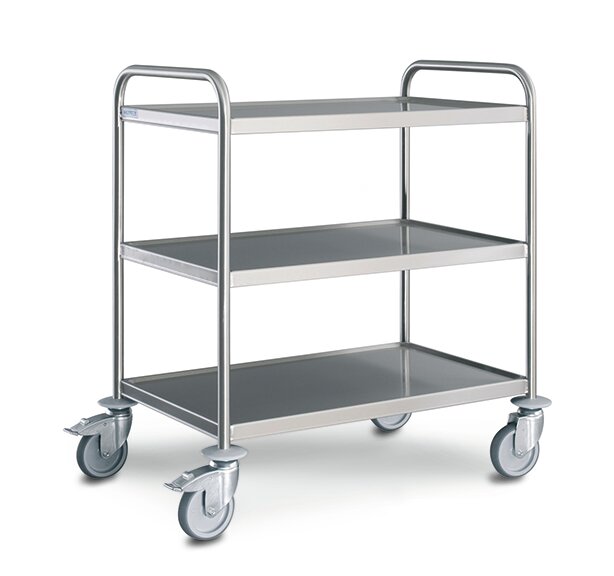 Servierwagen 3 Borde 1000 x 600 mm, mit luftidentischen Rollen